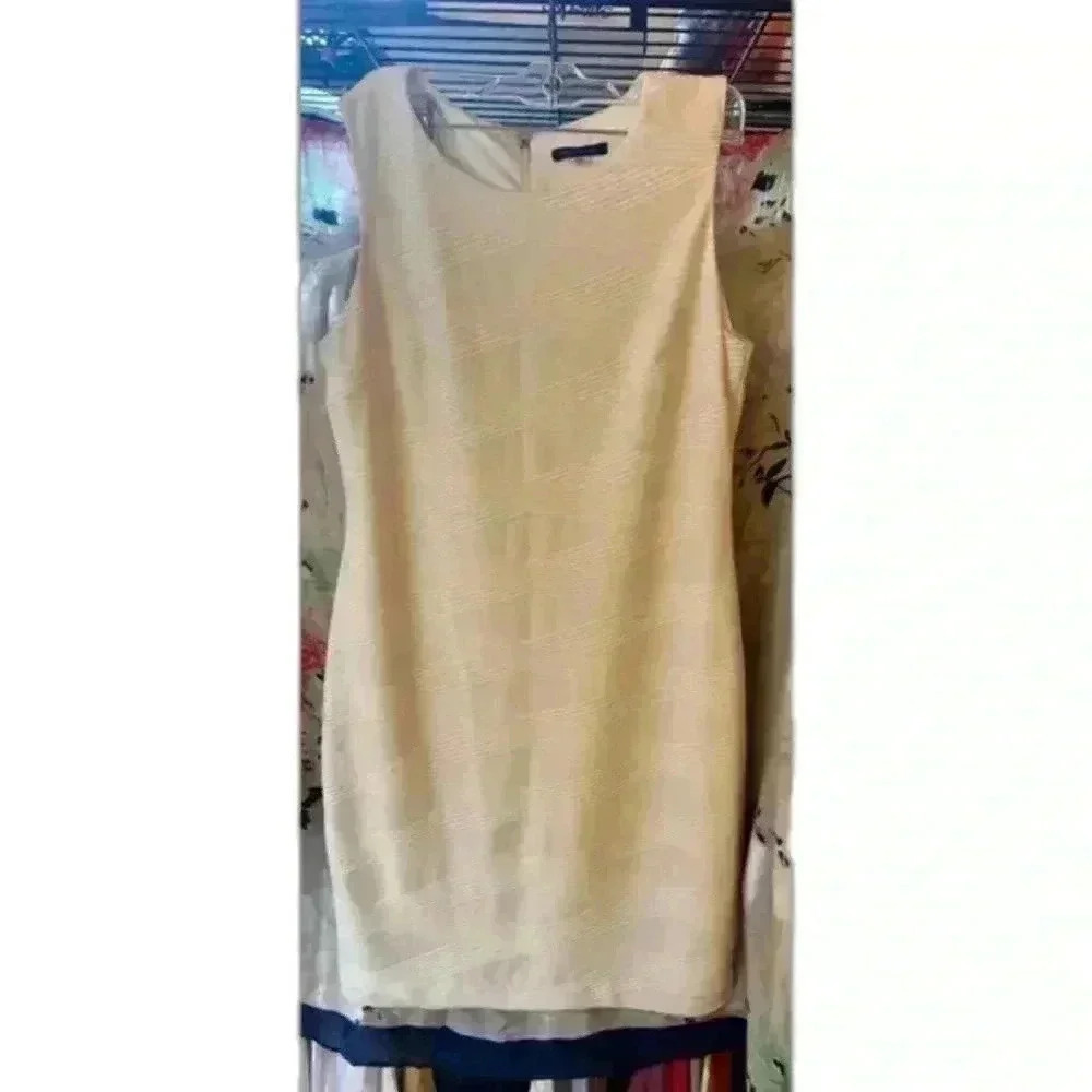 TOMMY HILFIGER Womens Ivory Textured Sleeveless Body Con Dress Size 12